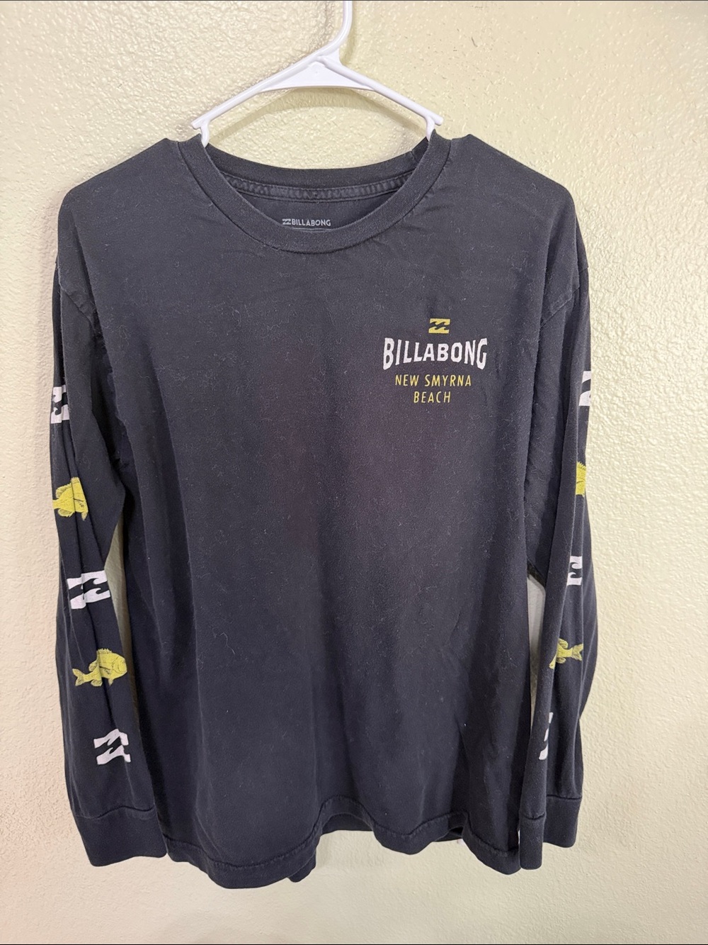 Billabong Black Long-Sleeve Graphic Tee with Yellow Accents